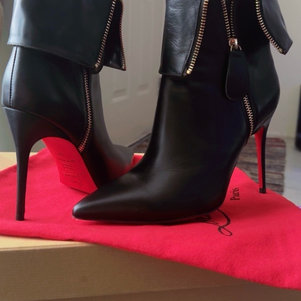 Christian Louboutin Black Leather Heeled Boots